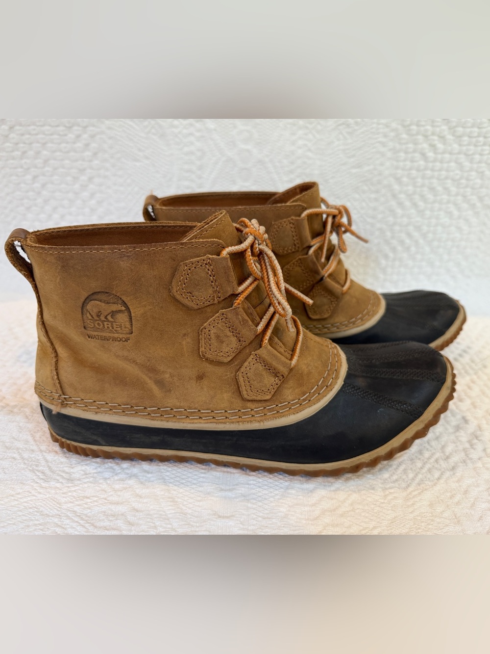 Sorel Out N About Womens 10.5 Waterproof Leather Duck Boots Elk Black NL2133-286